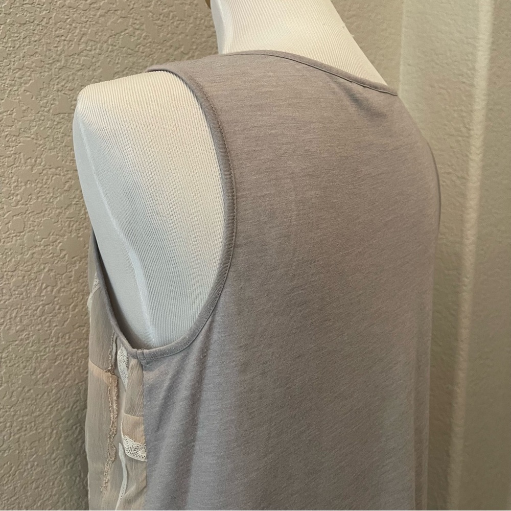 E by Eloise Floral Overlay Tank Top, Gray, medium - Picture 4 of 7